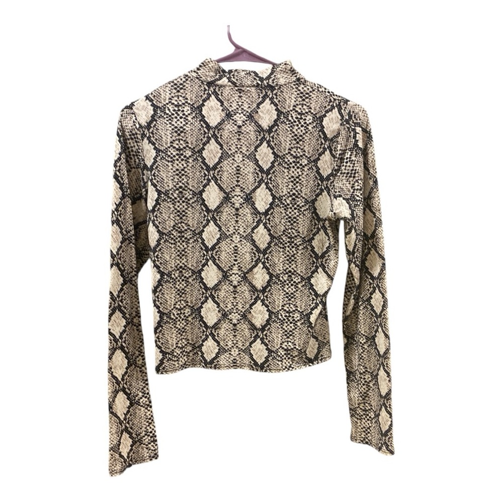 Olivia Rae Snakeskin Print Mock Neck Long Sleeve Crop Top Size M - Picture 8 of 8